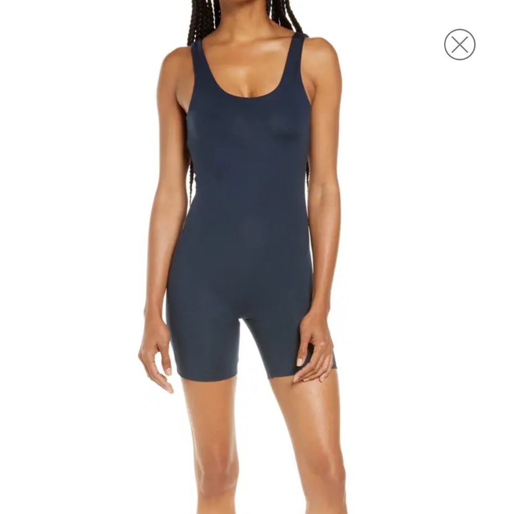 Size Small Girlfriend Collective Bike Unitard in Midnight